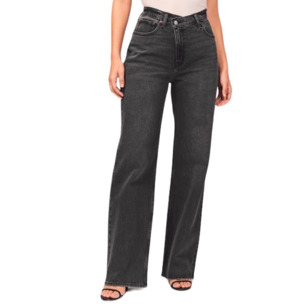 Abercrombie & Fitch Cross High Waisted Straight Black Women's Jeans